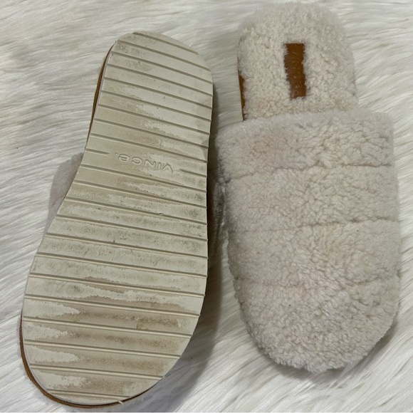 Vince‎ Loni Shearling Leather Slippers in Turtledove 37 - Picture 5 of 9